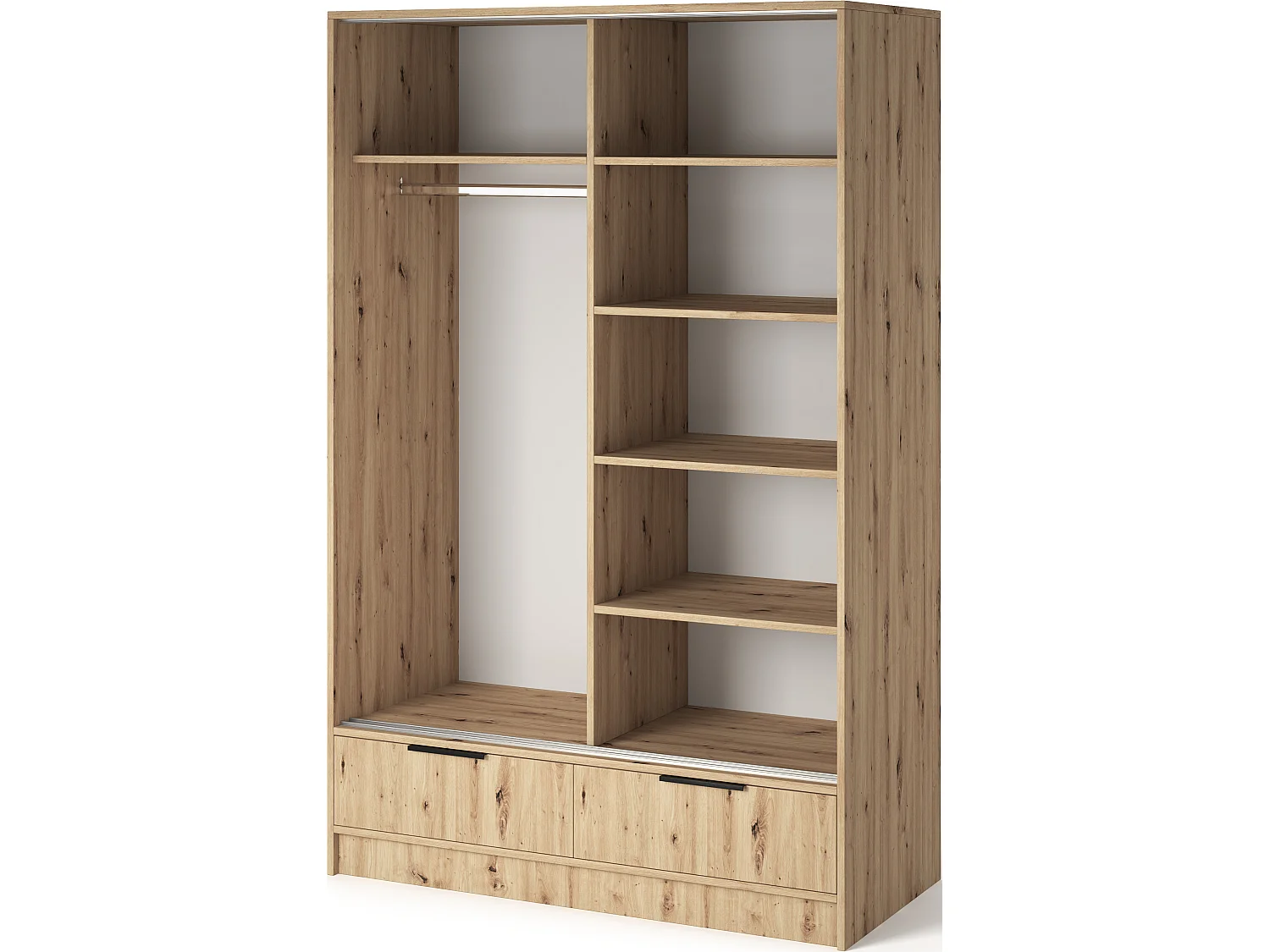 Armoire chambre adulte ASTORIA 120cm chêne artisan et miroir