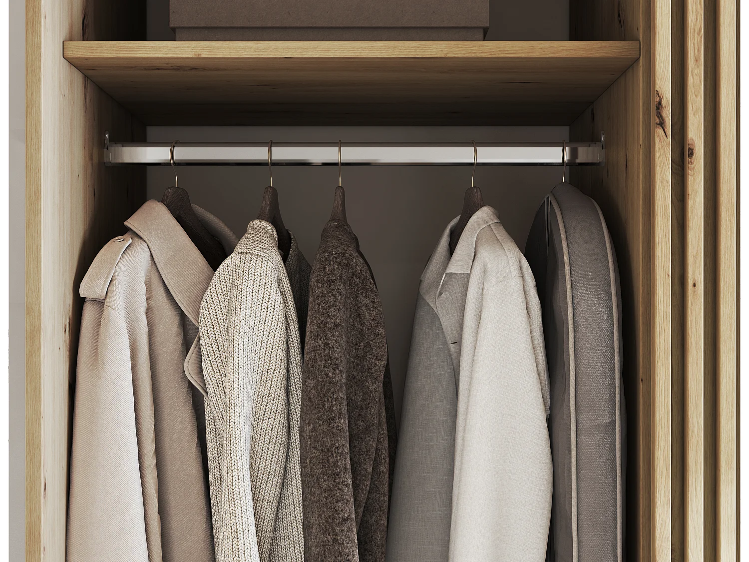 Armoire chambre adulte ASTORIA 120cm chêne artisan et miroir