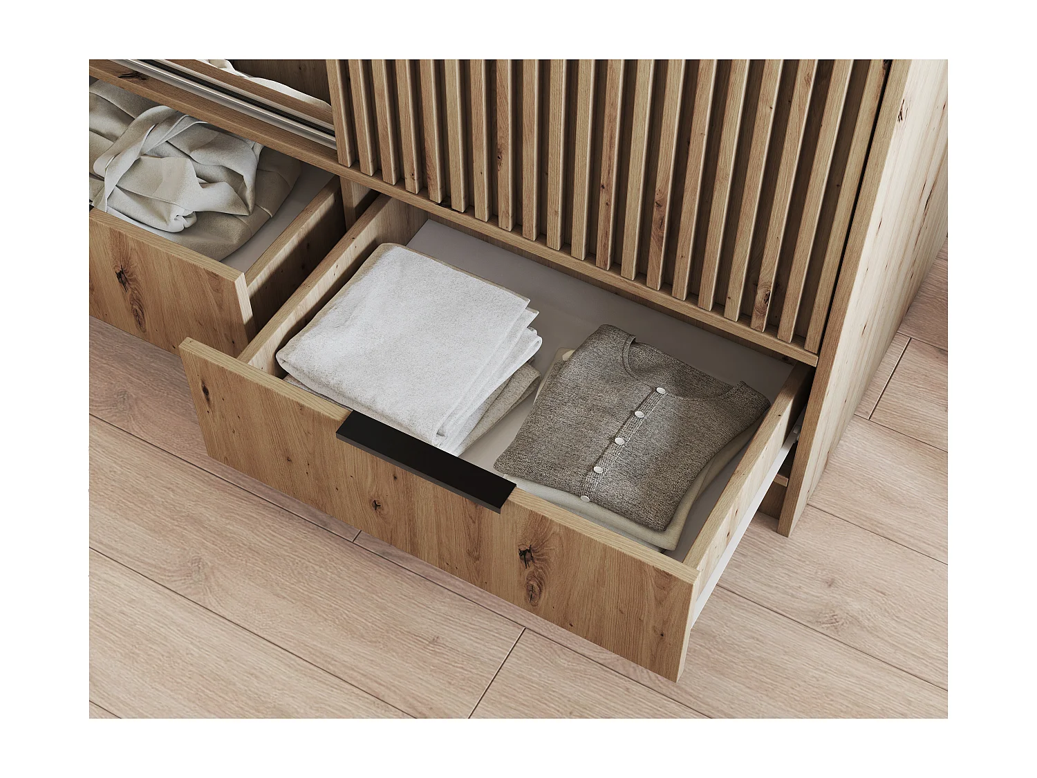 Armoire chambre adulte ASTORIA 120cm chêne artisan et miroir