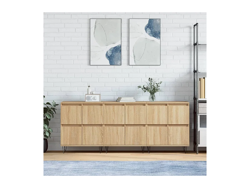 Buffets 3 pcs Chêne sonoma Bois d'ingénierie