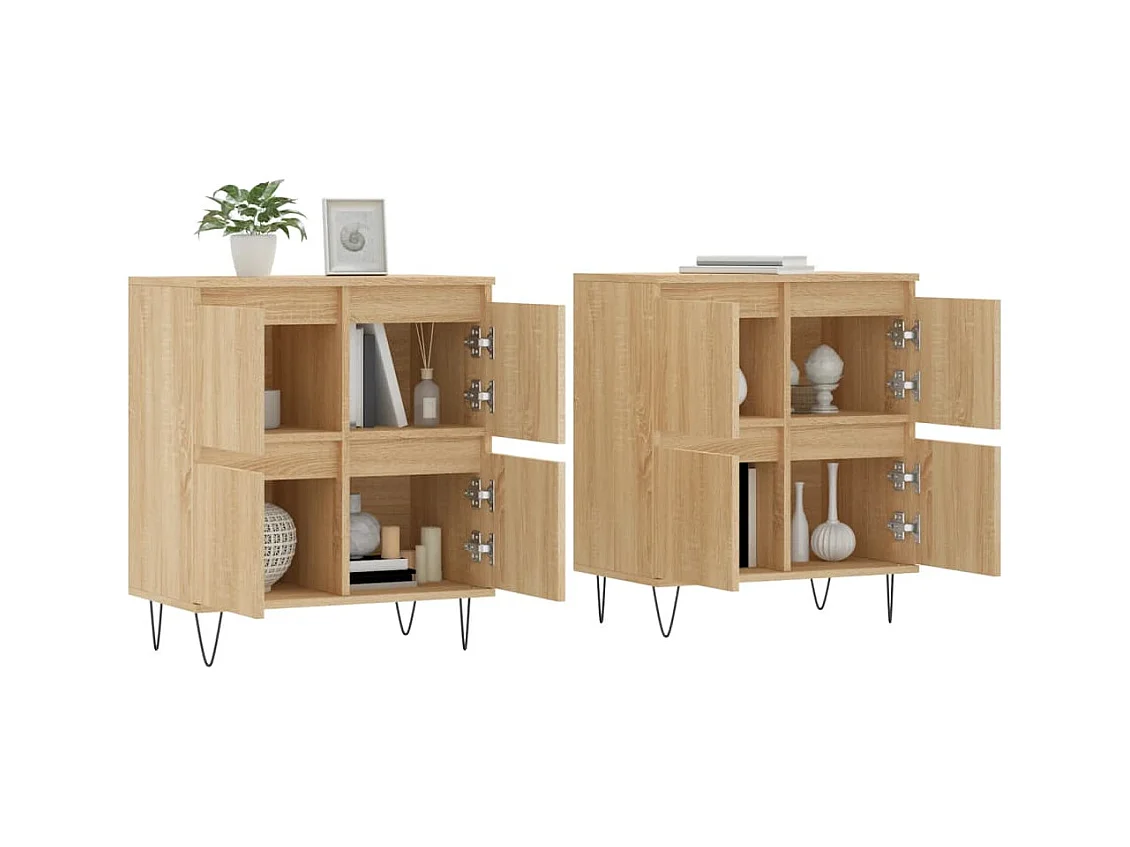 Buffets 2 pcs chêne sonoma bois d'ingénierie