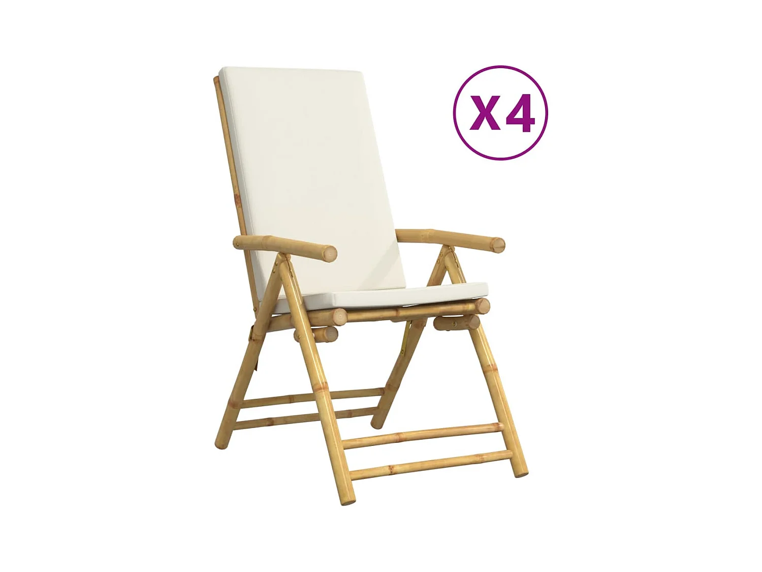 Opvouwbare tuinstoelen set van 4 bamboe kussens