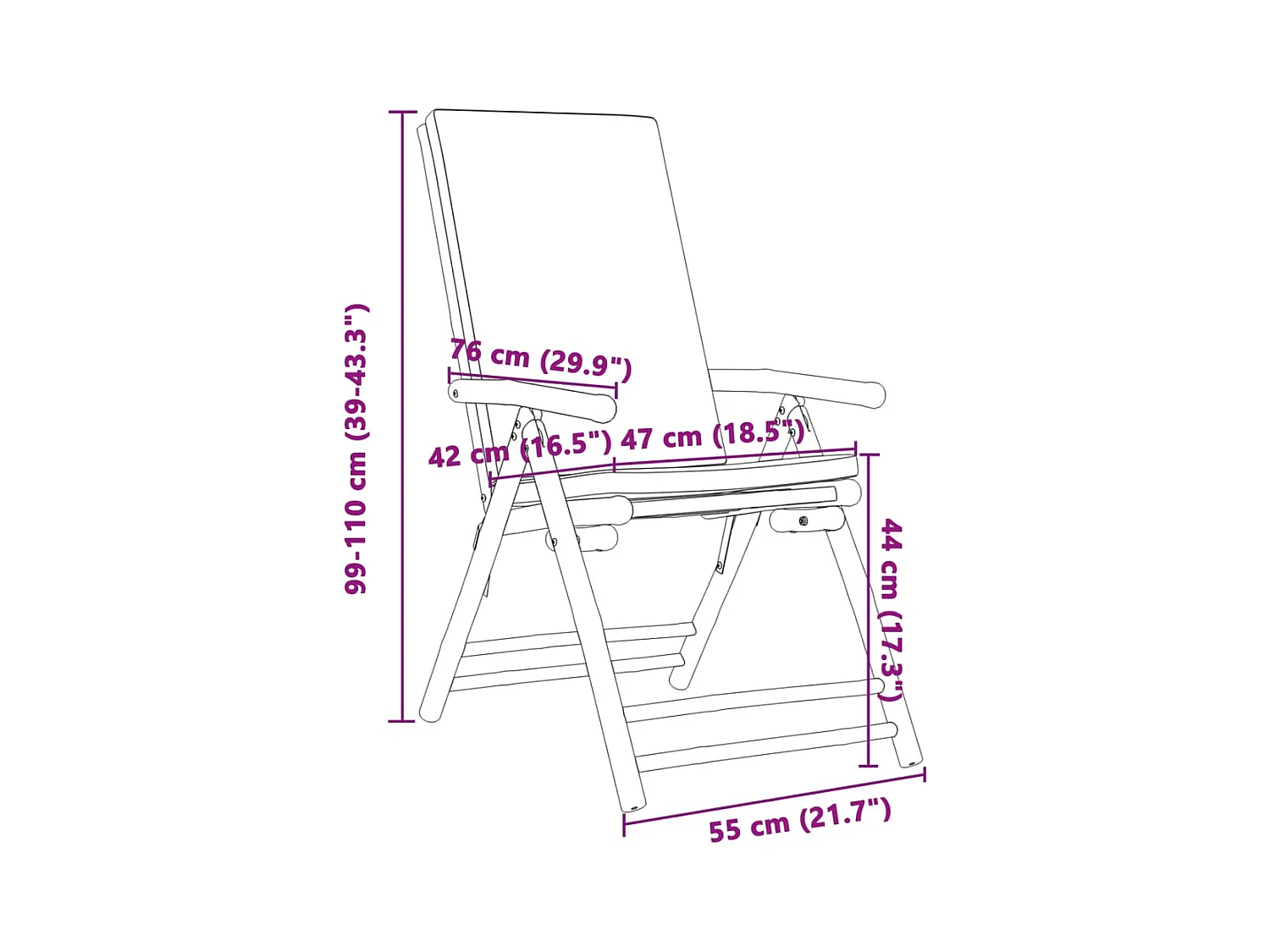 Opvouwbare tuinstoelen set van 4 bamboe kussens