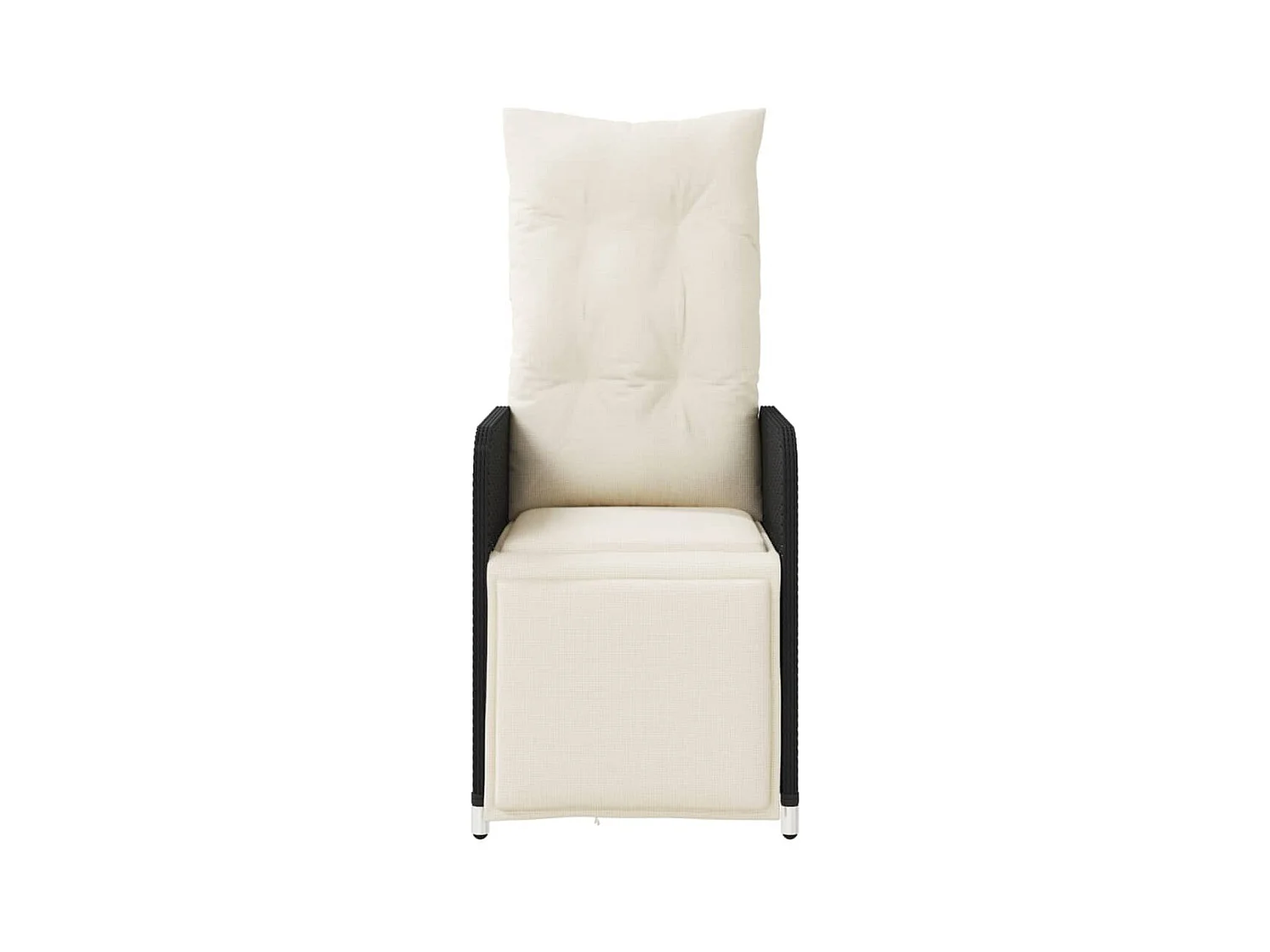 Sedia da giardino reclinabile con cuscini in vimini di resina nera