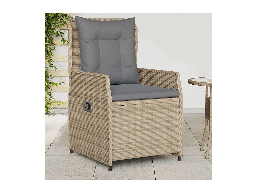 Set di 2 sedie da giardino reclinabili in resina intrecciata beige