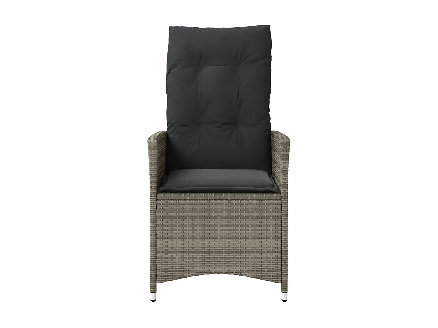 Chaises inclinables de jardin lot de 2 et coussins gris rotin