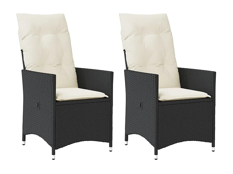 Set di 2 sedie da giardino reclinabili con cuscini in rattan nero