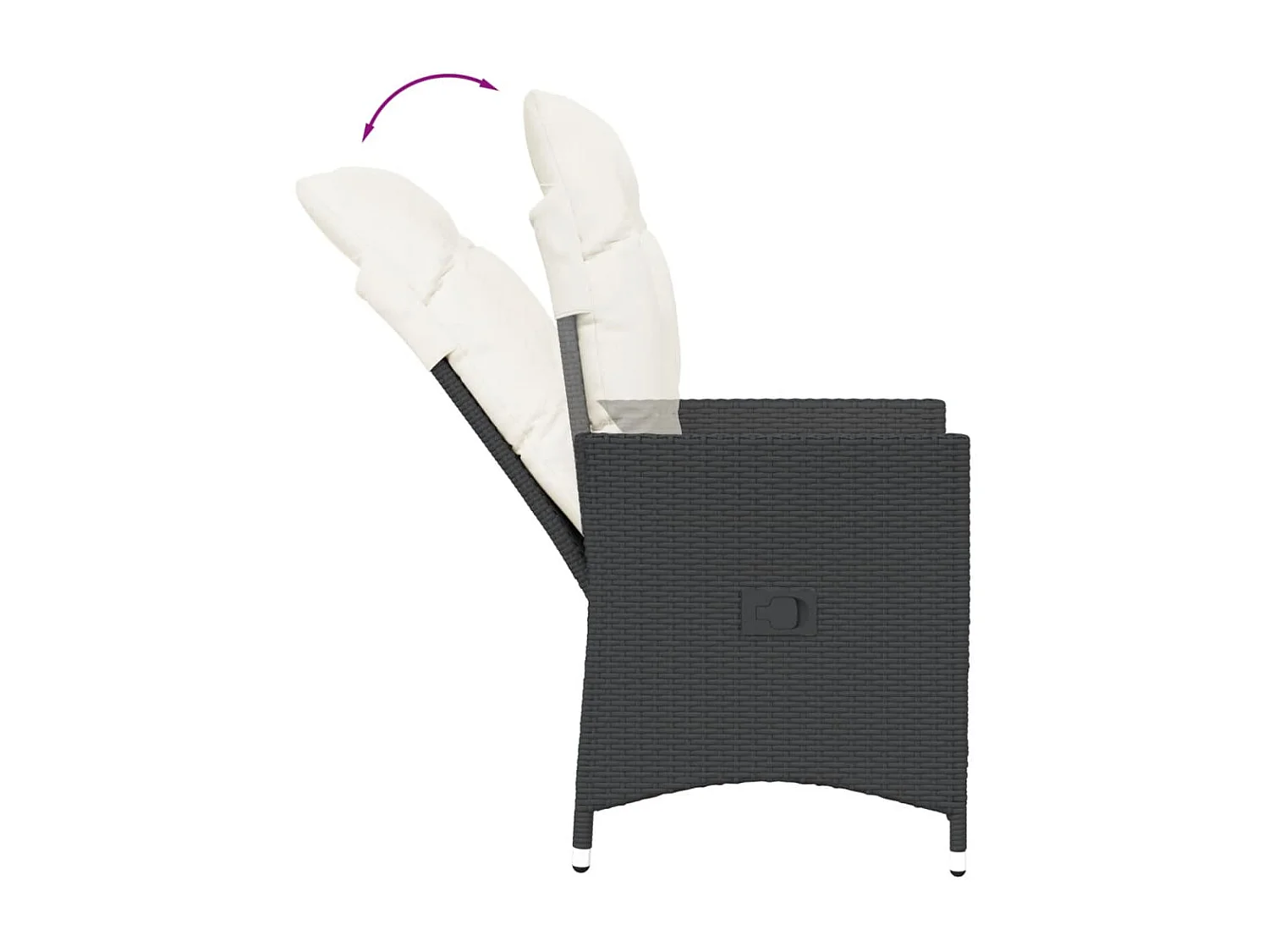 Chaises inclinables de jardin lot de 2 et coussins noir rotin