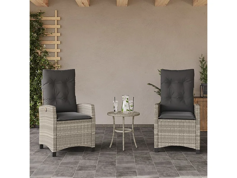 Chaises inclinables jardin lot de 2 et coussins résine tressée