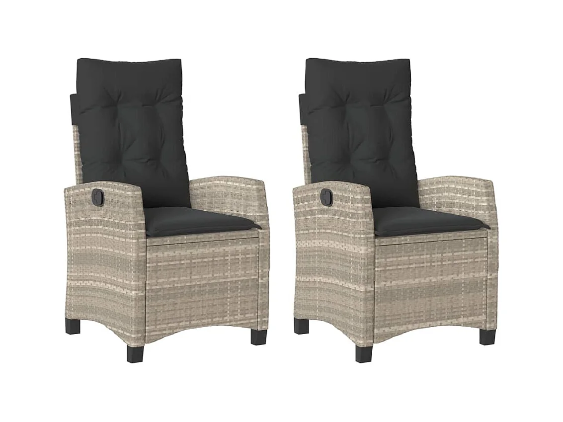 Chaises inclinables jardin lot de 2 et coussins résine tressée