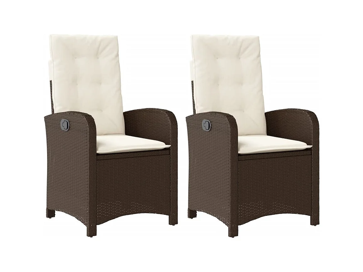 Set van 2 verstelbare tuinstoelen met bruine rotan kussens