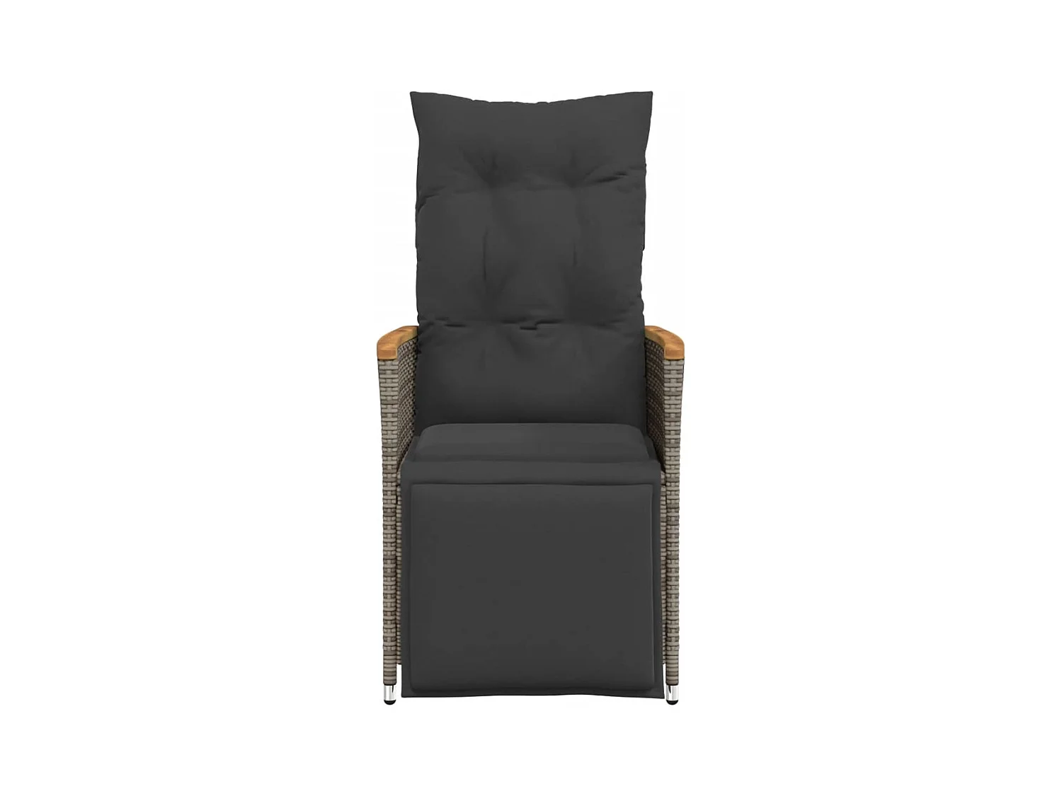Sedia da giardino reclinabile con cuscini in vimini di resina grigia