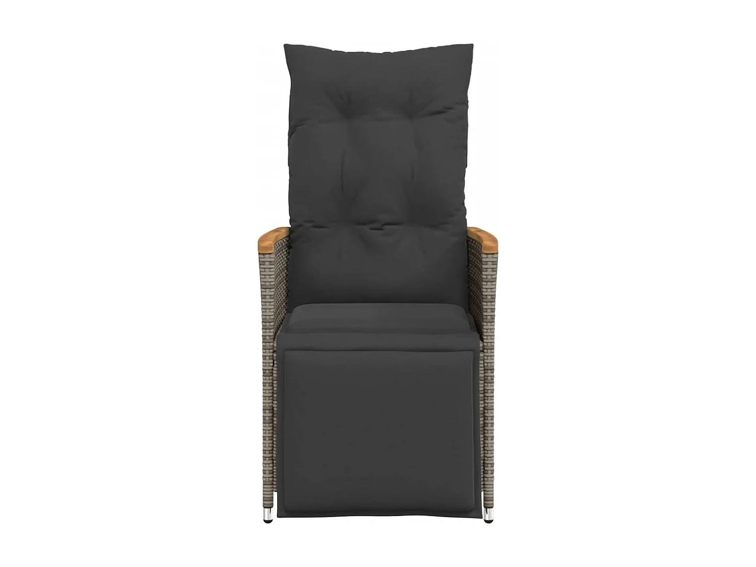 Silla de jardín reclinable con cojines de mimbre de resina gris