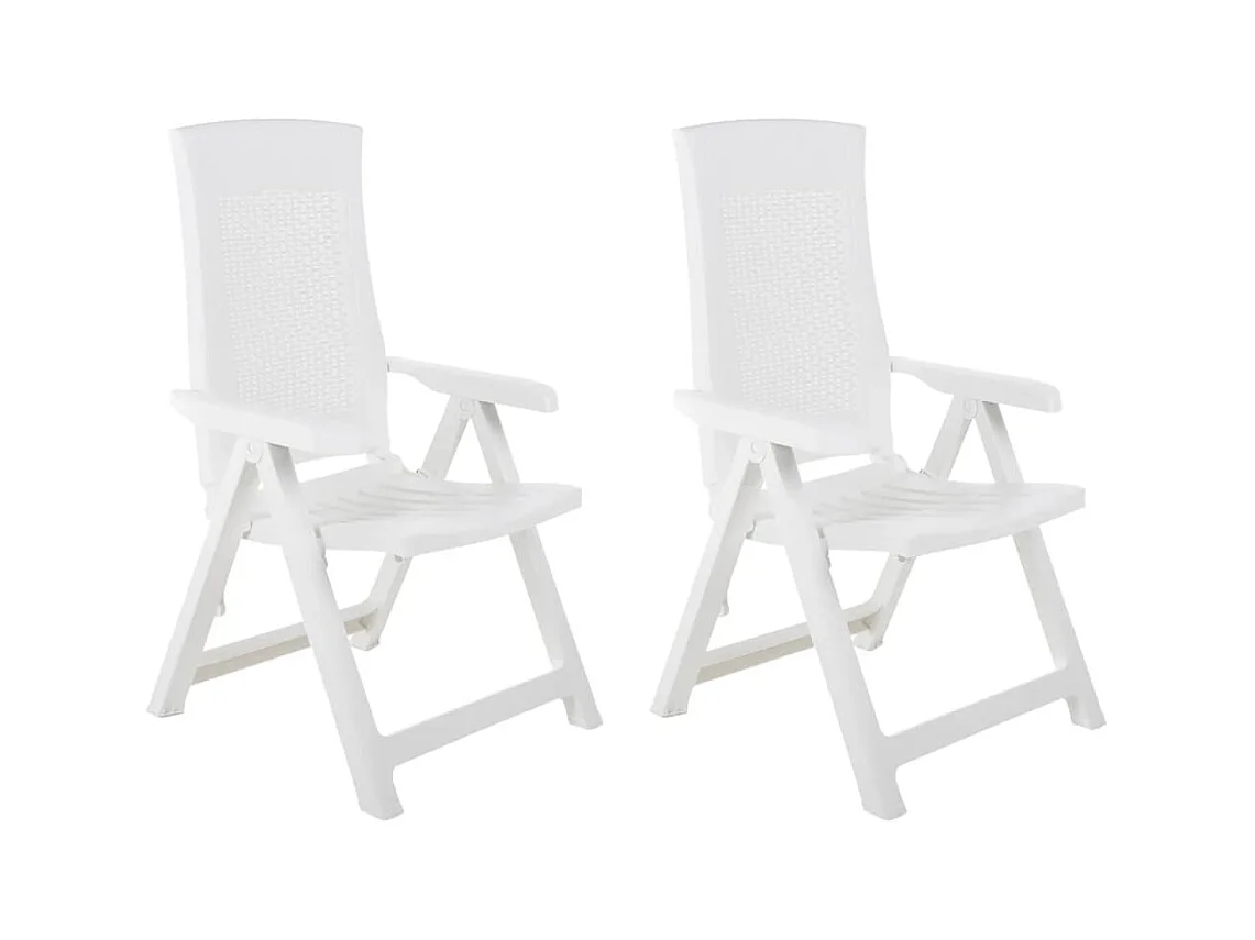 Set van 2 verstelbare tuinstoelen wit kunststof