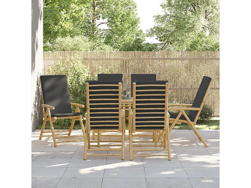 Opvouwbare tuinstoelen set van 6 bamboe kussens