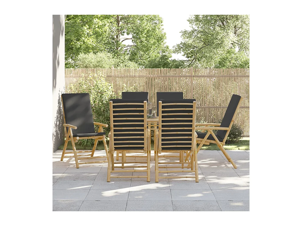 Opvouwbare tuinstoelen set van 6 bamboe kussens