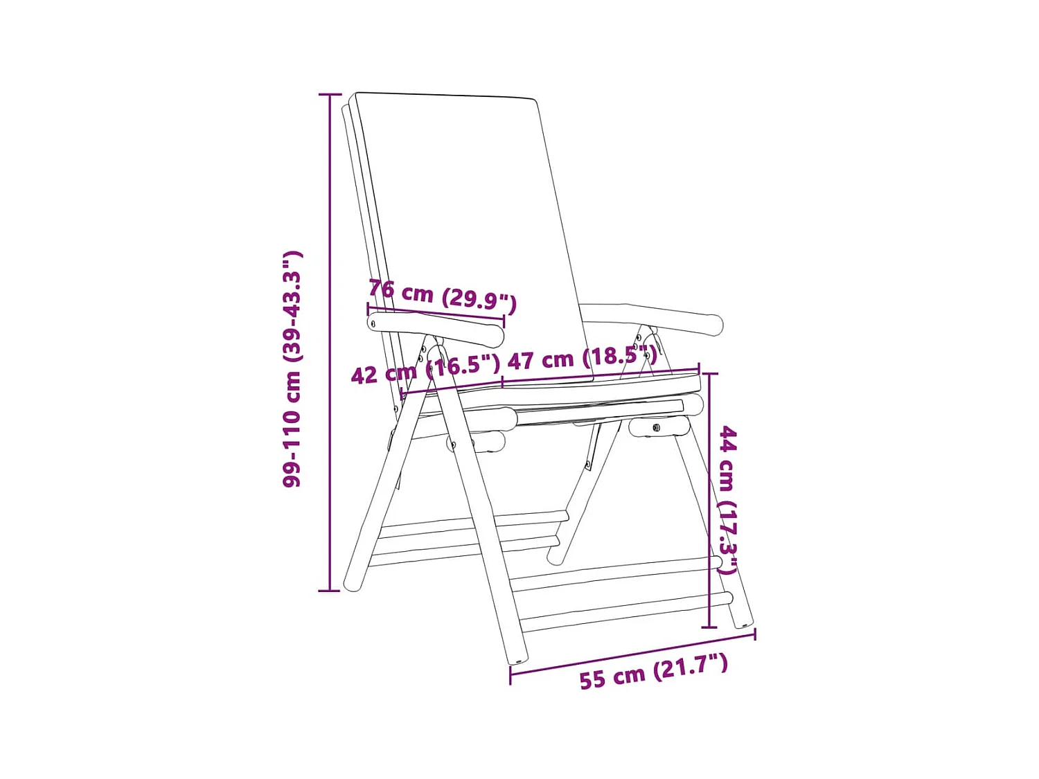 Opvouwbare tuinstoelen set van 6 bamboe kussens