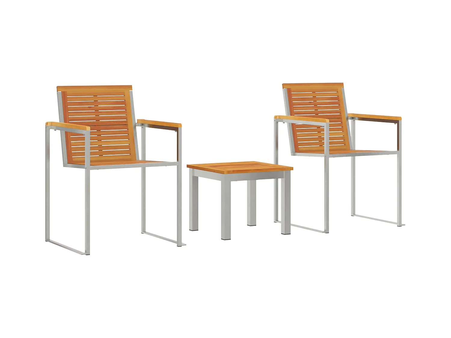 Transat avec Chaises de Jardin 3 pcs en Bois Massif d'Acacia