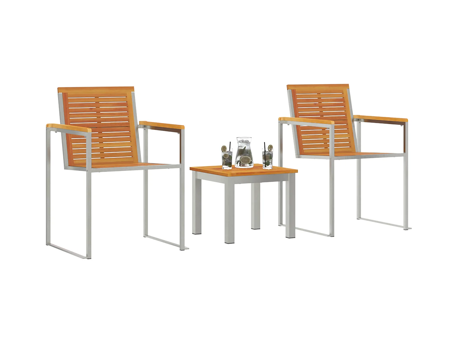 Transat avec Chaises de Jardin 3 pcs en Bois Massif d'Acacia