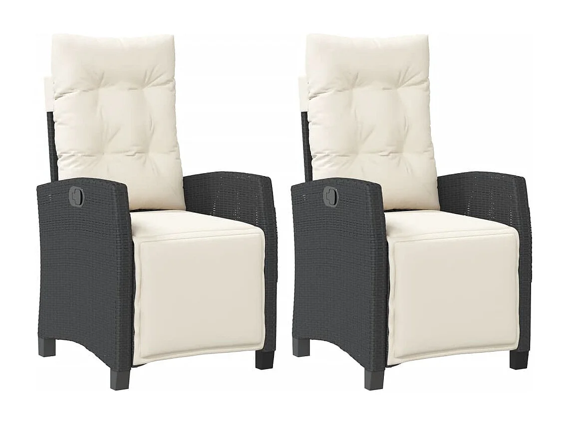 Chaises inclinables de jardin lot de 2 repose-pied noir rotin