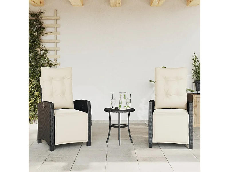 Chaises inclinables de jardin lot de 2 repose-pied noir rotin