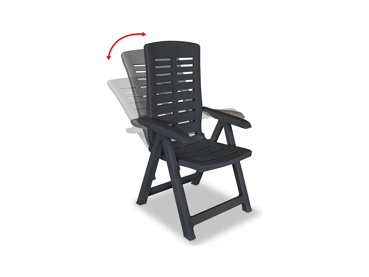 Ligstoelen tuinset van 4 Antraciet kunststof