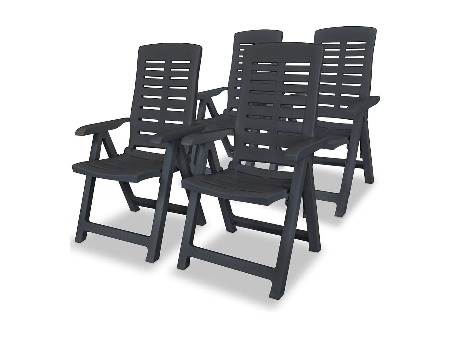Chaises inclinables de jardin lot de 4 Plastique Anthracite
