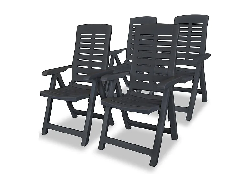 Chaises inclinables de jardin lot de 4 Plastique Anthracite