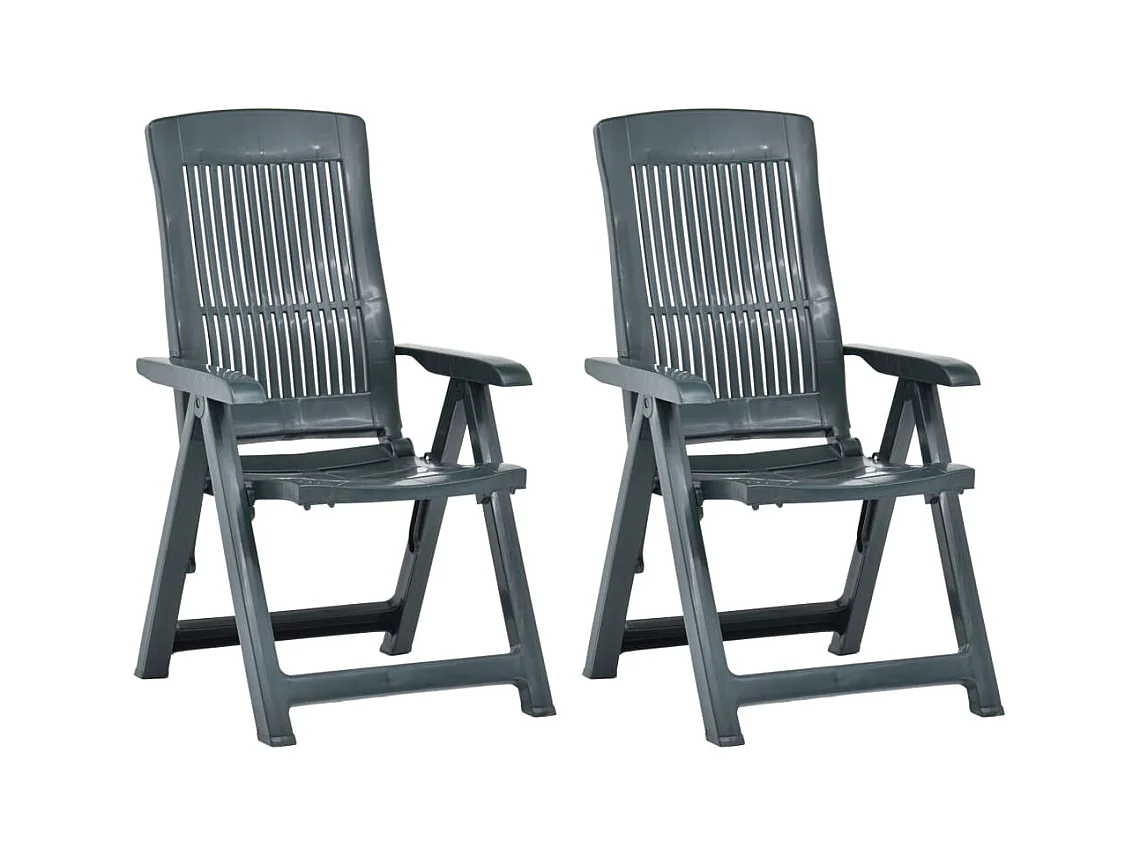 Juego de 2 sillas de jardín reclinables de plástico verde
