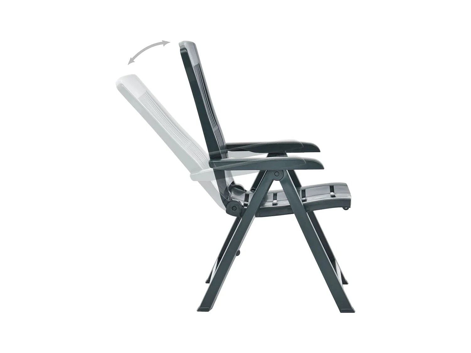 Juego de 2 sillas de jardín reclinables de plástico verde