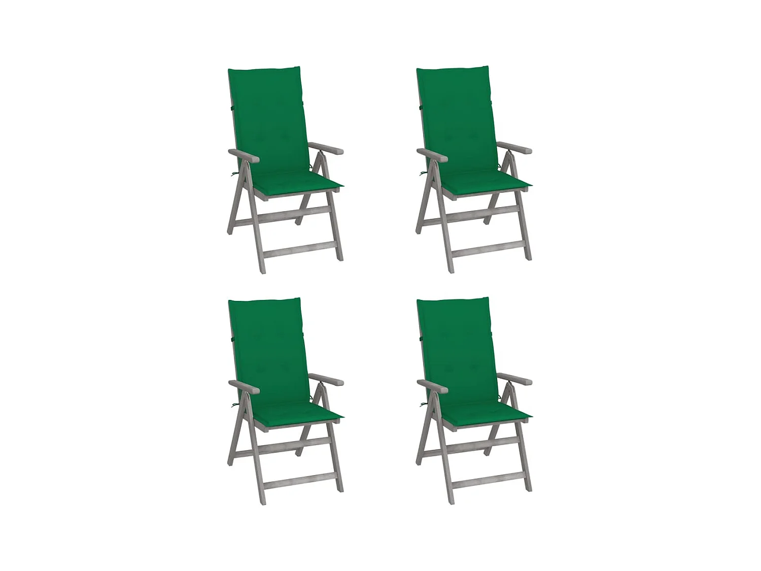 Set van 4 verstelbare tuinstoelen met kussens Acaciahout