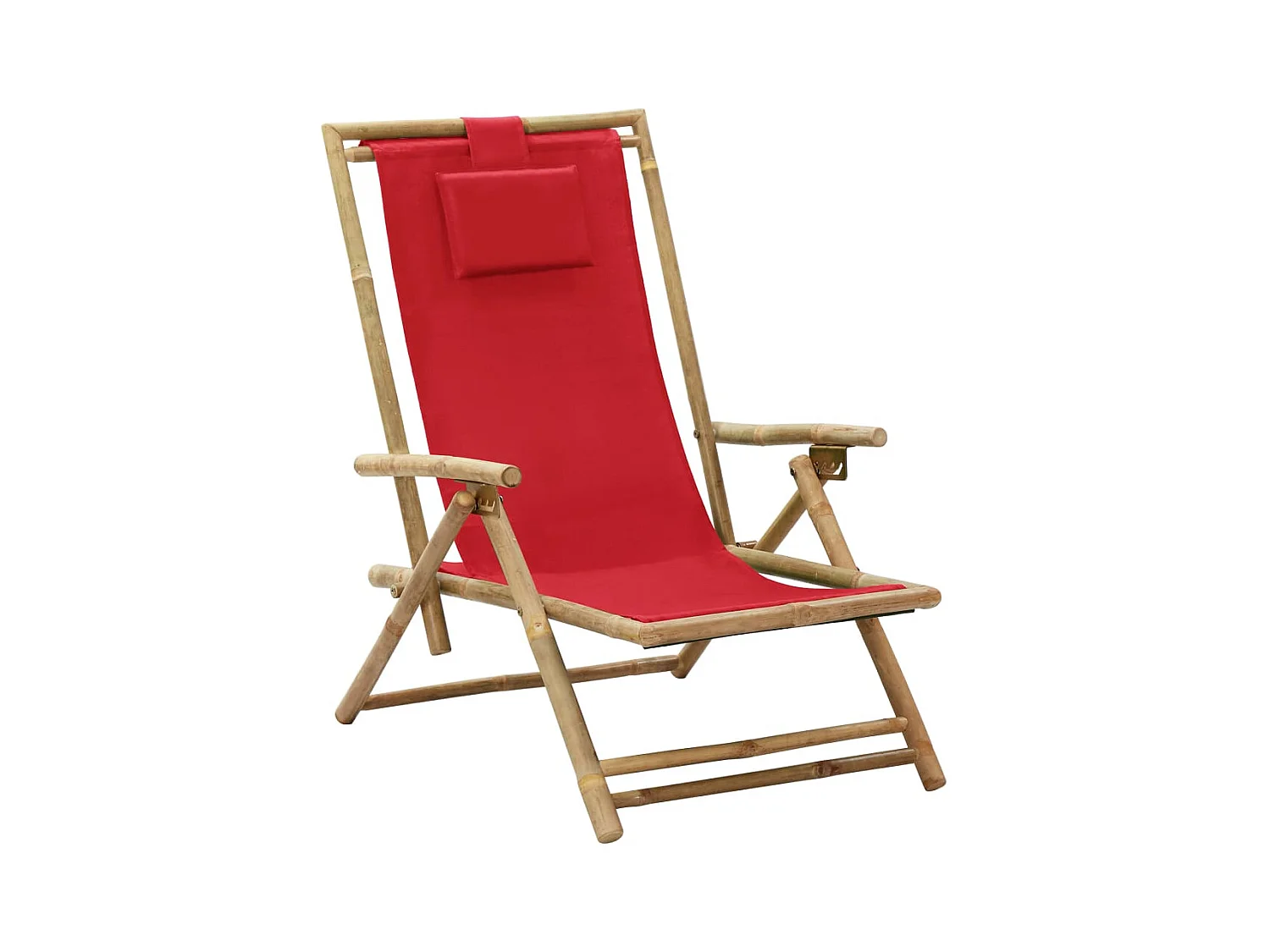 Chaise de relaxation inclinable Rouge Bambou et tissu