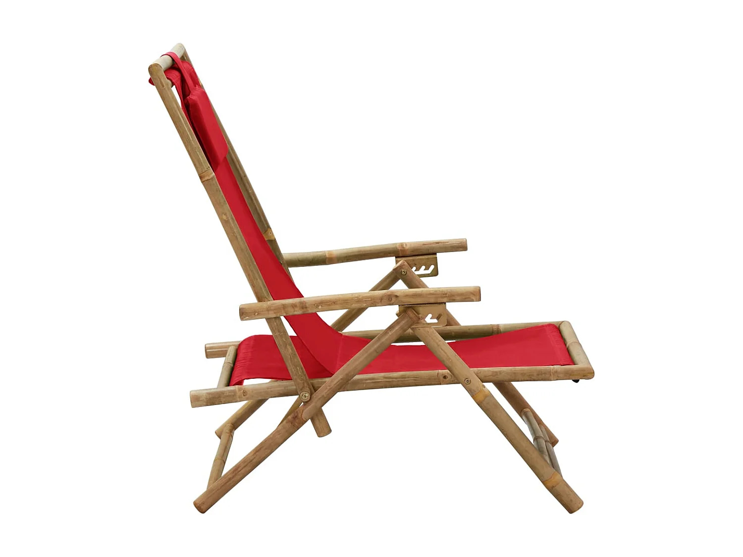 Chaise de relaxation inclinable Rouge Bambou et tissu