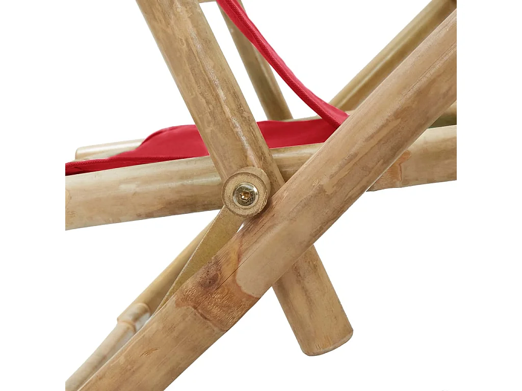 Chaise de relaxation inclinable Rouge Bambou et tissu