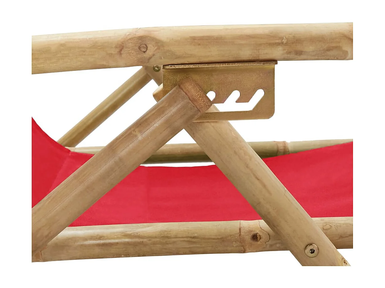 Chaise de relaxation inclinable Rouge Bambou et tissu
