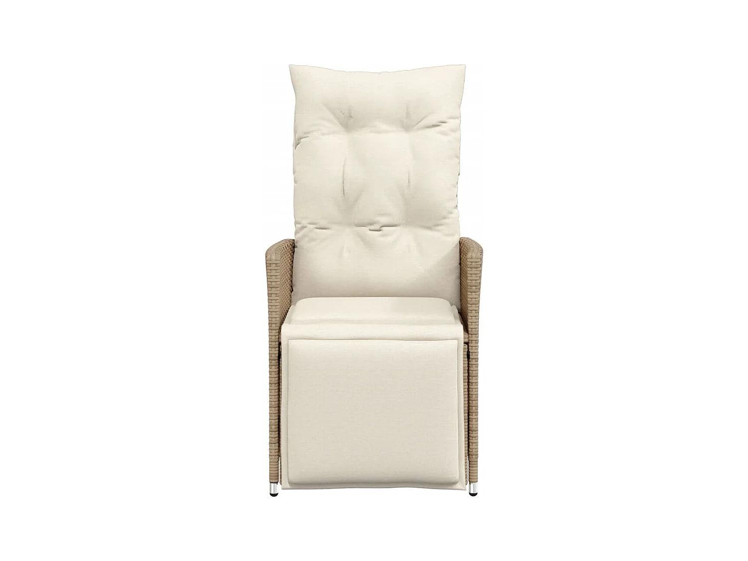 Liggende tuinstoel met beige kunsthars rieten kussens