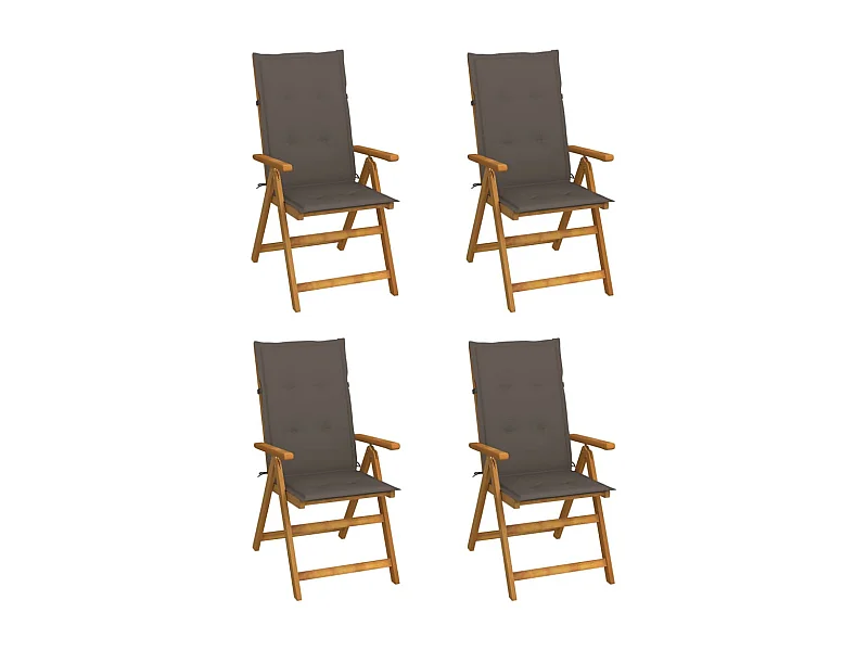 Chaises inclinables de jardin lot de 4 et coussins Bois acacia