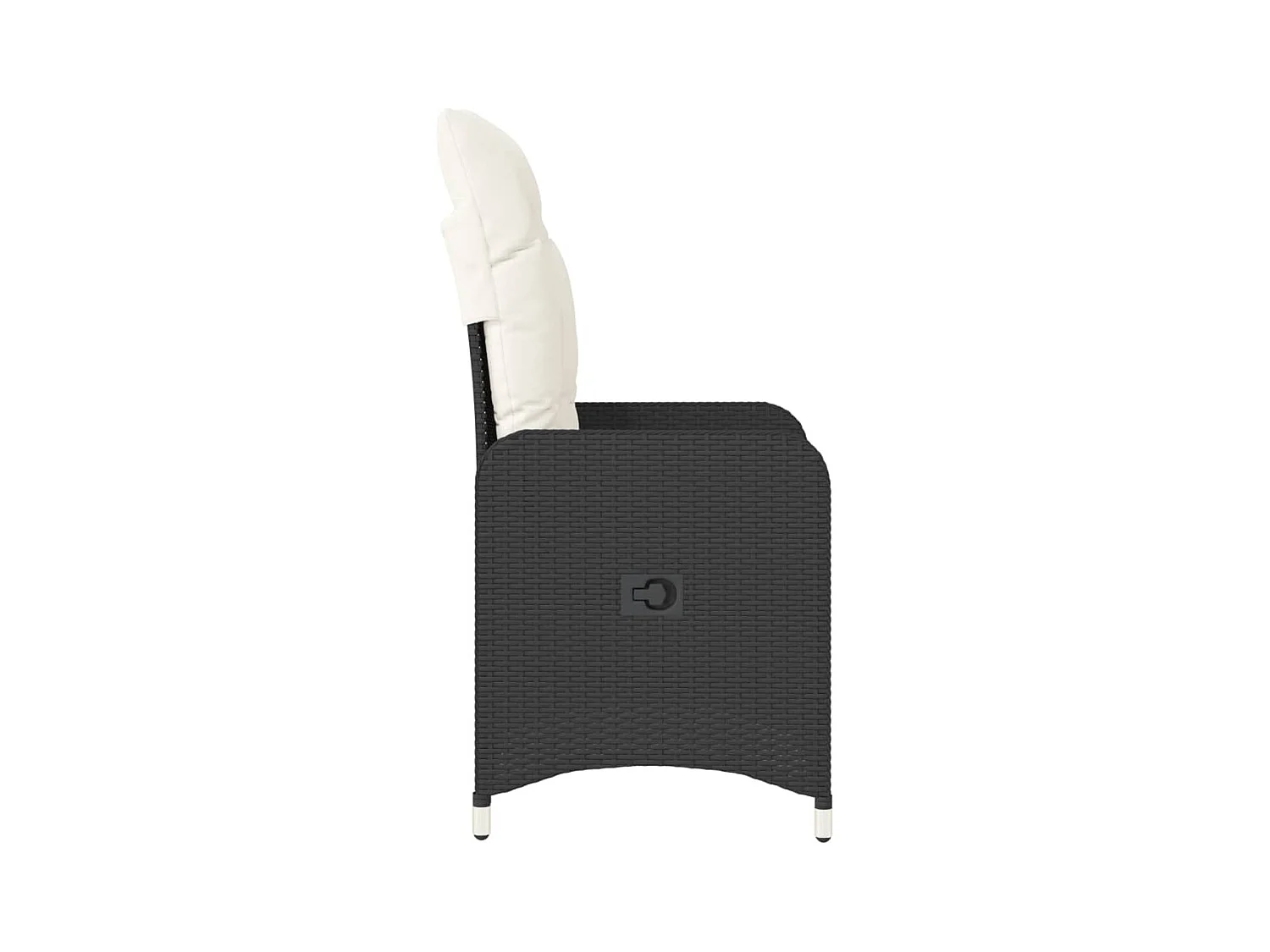 Sedia da giardino reclinabile con cuscini in vimini di resina nera