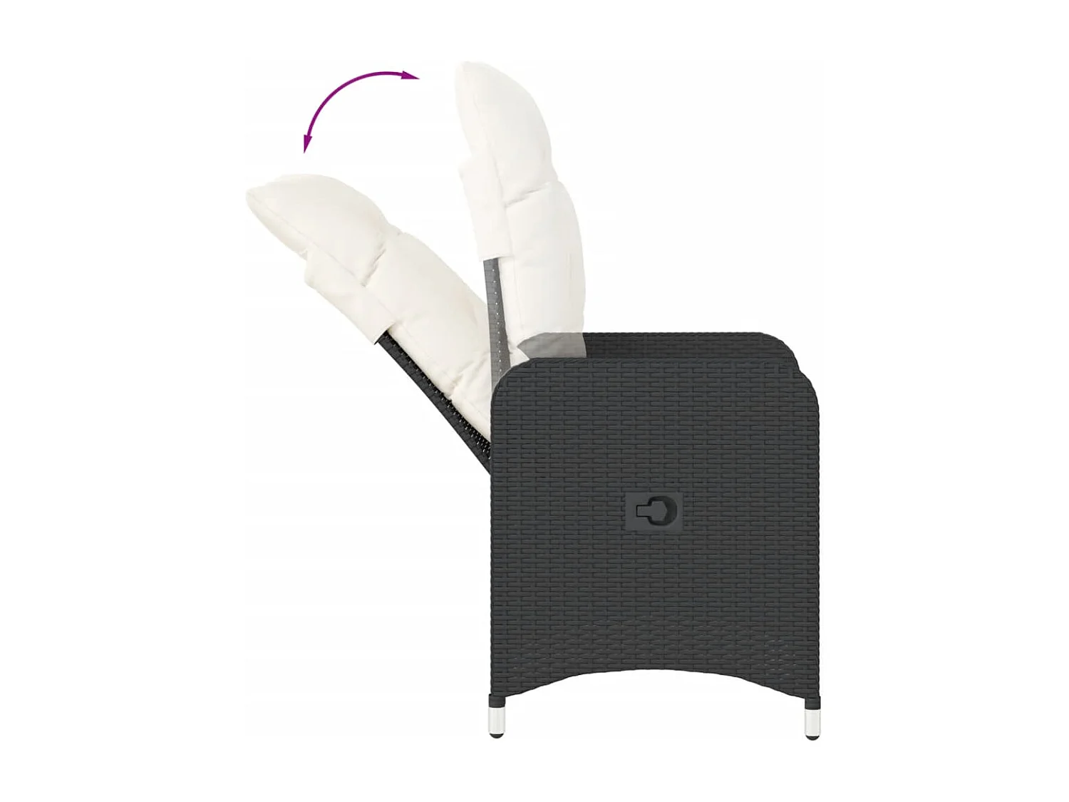 Chaise inclinable de jardin avec coussins noir résine tressée