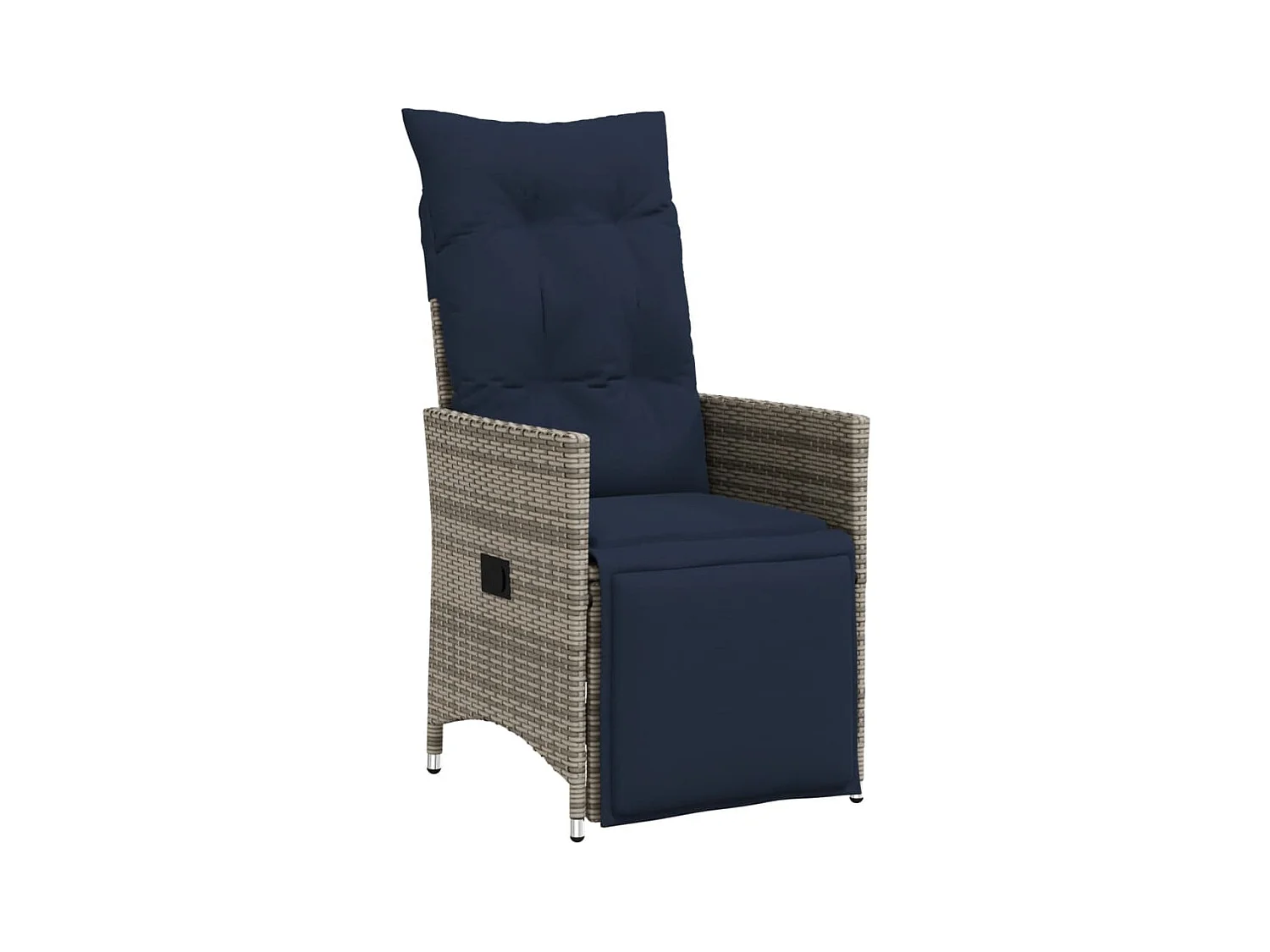 Juego de 2 sillas de jardín reclinables con cojines de mimbre gris