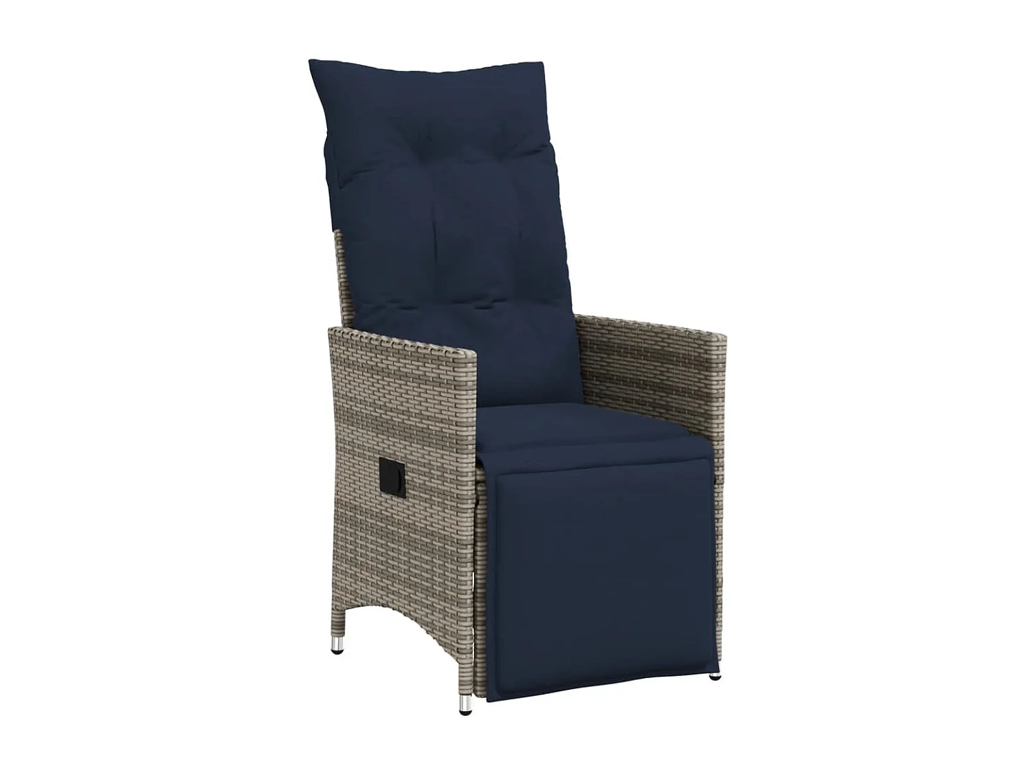 Lot de 2 chaises de jardin inclinables avec coussins en résine tressée grise