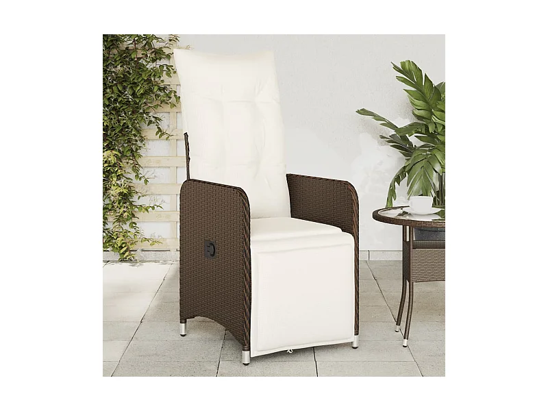 Set van 2 verstelbare tuinstoelen met bruine rotan kussens