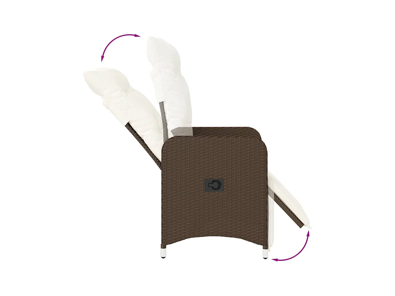 Chaises inclinables de jardin lot de 2 et coussins marron rotin