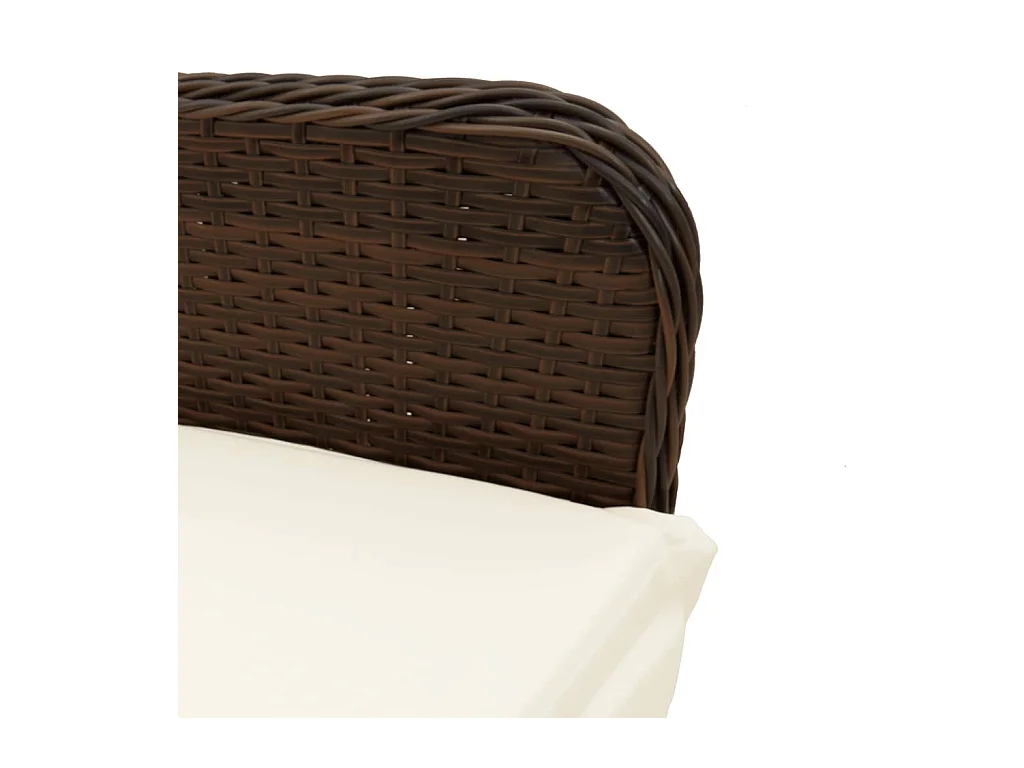 Chaises inclinables de jardin lot de 2 et coussins marron rotin