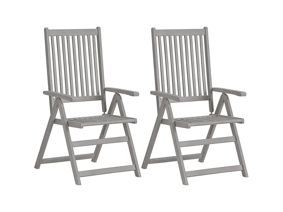 Set di 2 sedie da giardino reclinabili con cuscini in legno di acacia