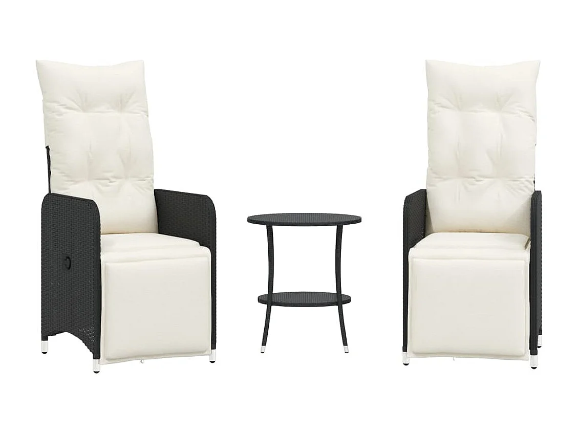 Chaises inclinables de jardin lot de 2 et table résine tressée