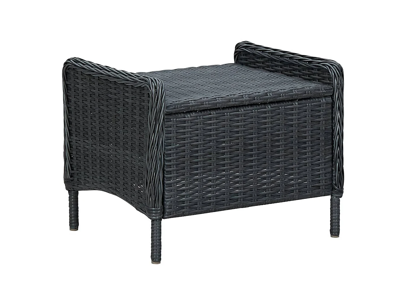 Chaise inclinable de jardin tabouret résine tressée gris foncé