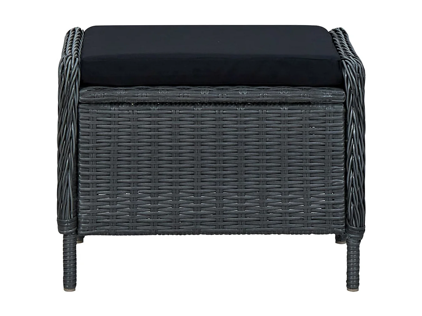 Chaise inclinable de jardin tabouret résine tressée gris foncé