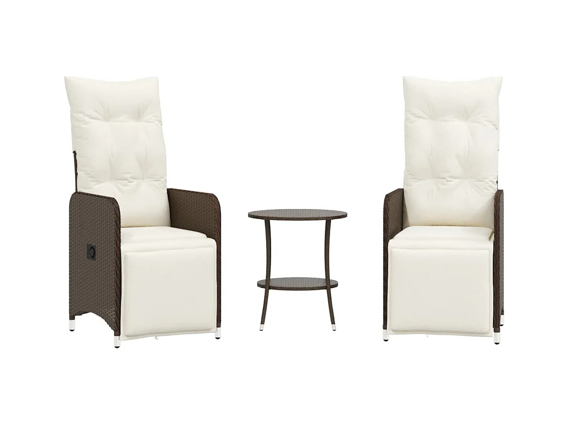 Set van 2 verstelbare tuinstoelen en rieten kunsthars tafel