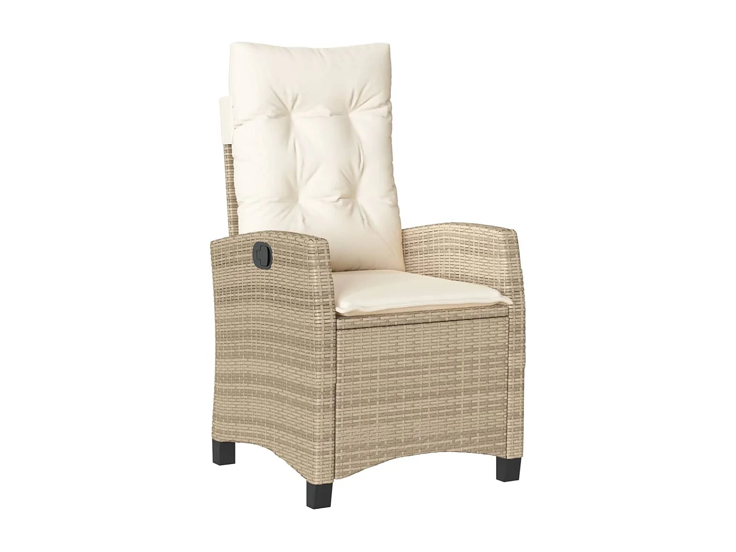 Chaises inclinables de jardin lot de 2 et coussins beige rotin